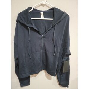 90 Degrees by Reflex Cropped Full Zip Athletic Hoodie XXL Dark Navy NWT Msrp $68